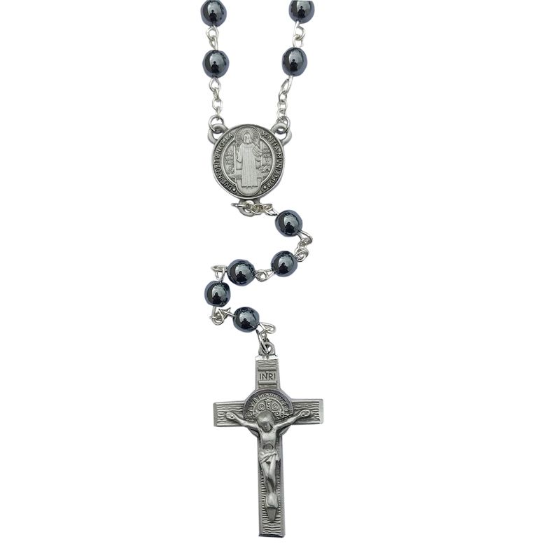 St Benedict Hematite Rosary