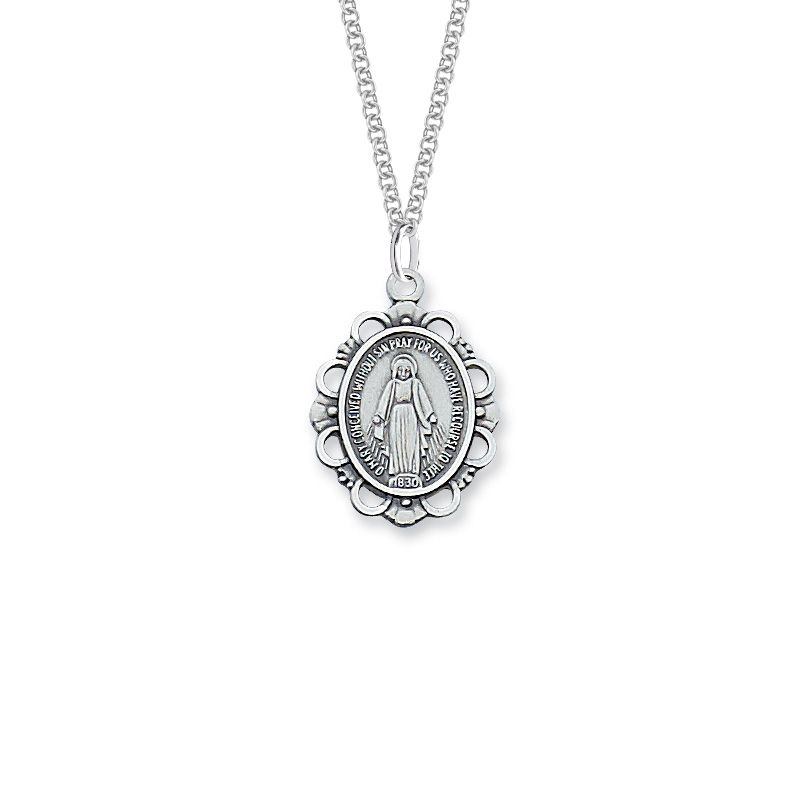 Sterling Silver Scalloped Miraculous Medal