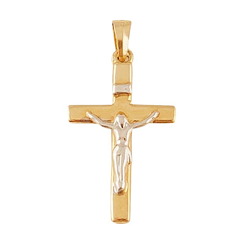 14Kt Plain Two Tone Crucifix