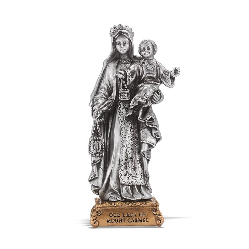Our Lady of Mount Carmel Pewter Patron Saint Statue