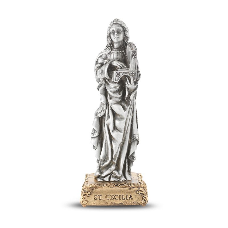 St Cecilia Pewter Patron Saint Statue