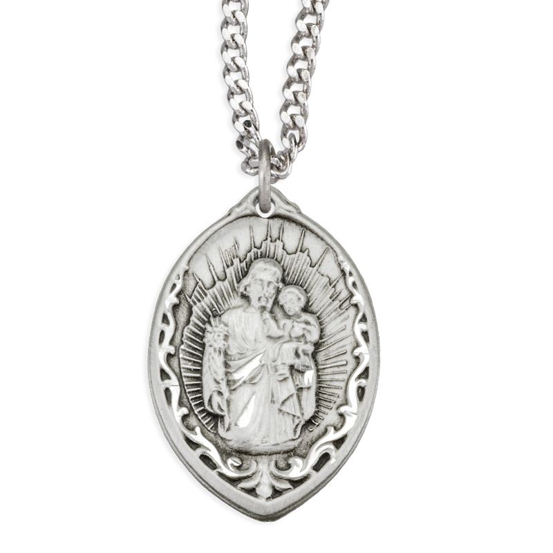 St Joseph with Rays Sterling Silver Medal
