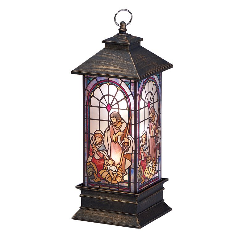 LED Stained Glass Holy Family Lantern