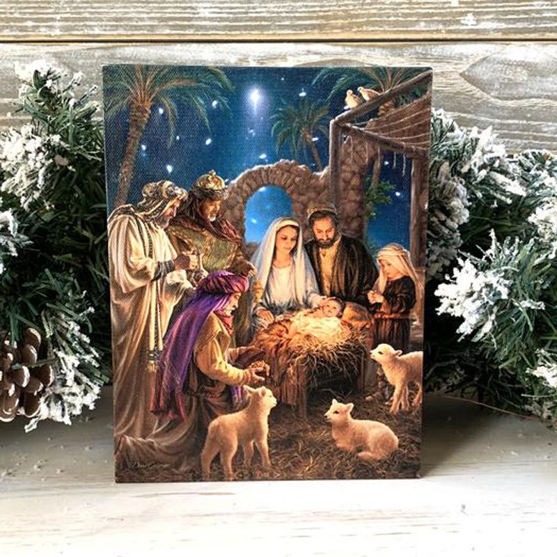 The Nativity Mini Lighted Easel Back Canvas Picture