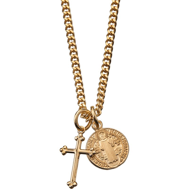 St Benedict with Cross Pendant