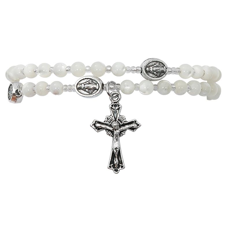 Mother of Pearl Twisted Rosary Bracelet