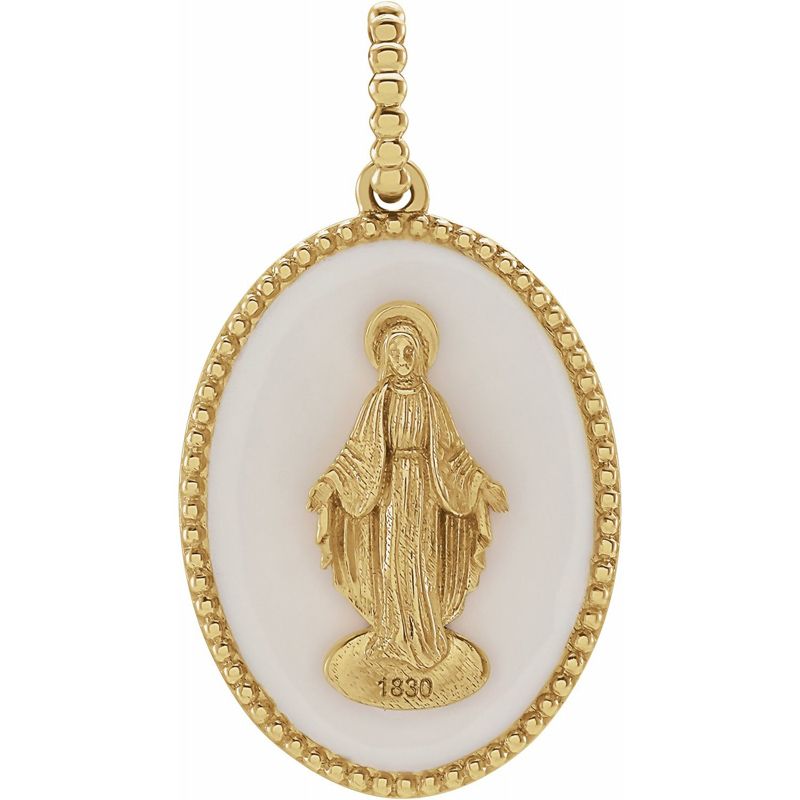 14Kt Gold Enameled Miraculous Pendant