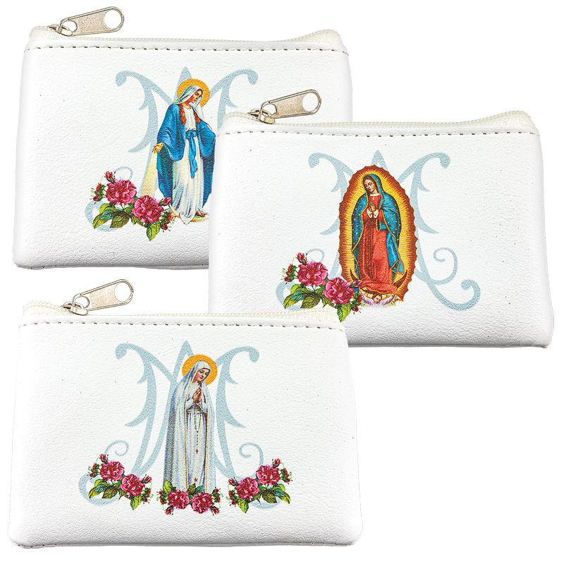 White Marian Rosary Case