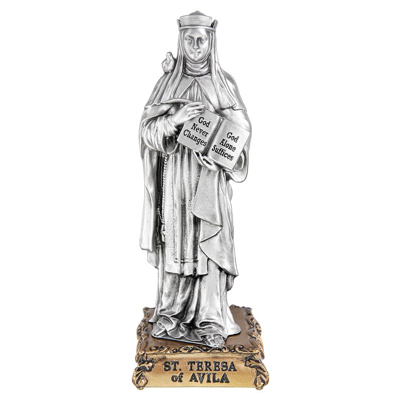 St Teresa of Avila Pewter Patron Saint Statue