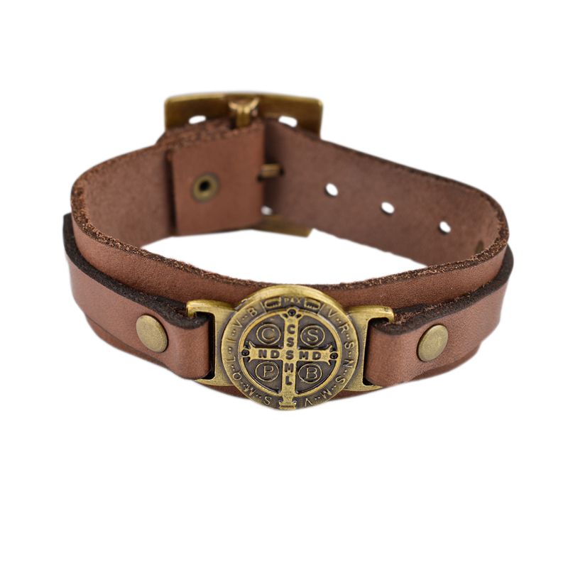 Leather St Benedict Bracelet