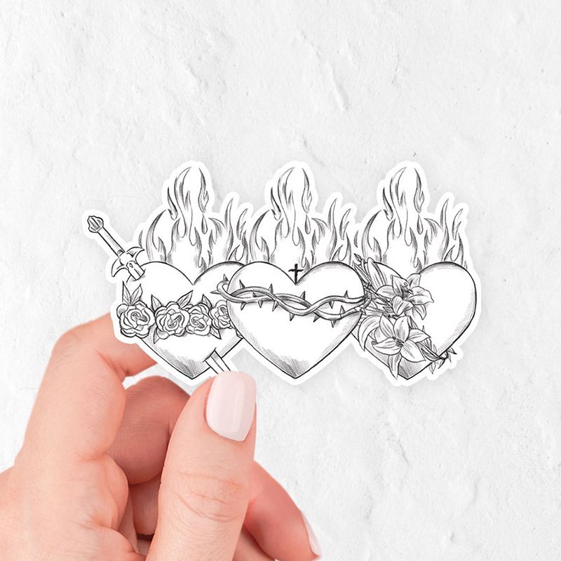 Holy Family Hearts Vinyl Sticker