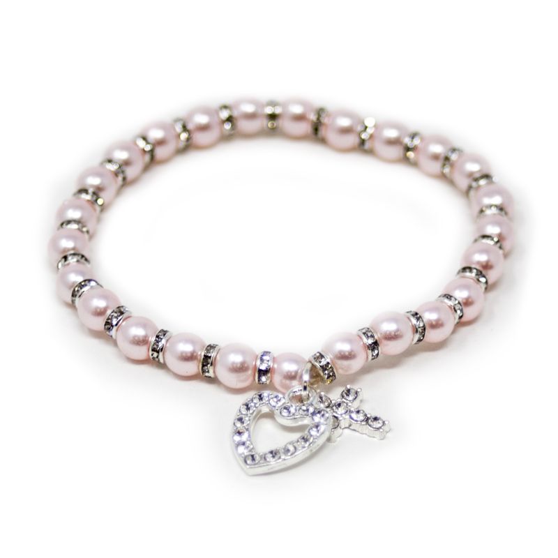 Pink Pearl Stretch Charm Bracelet