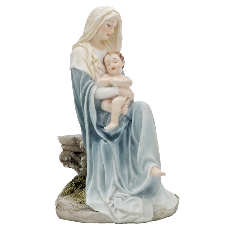 Seated Madonna and Child Colored Veronese Statue