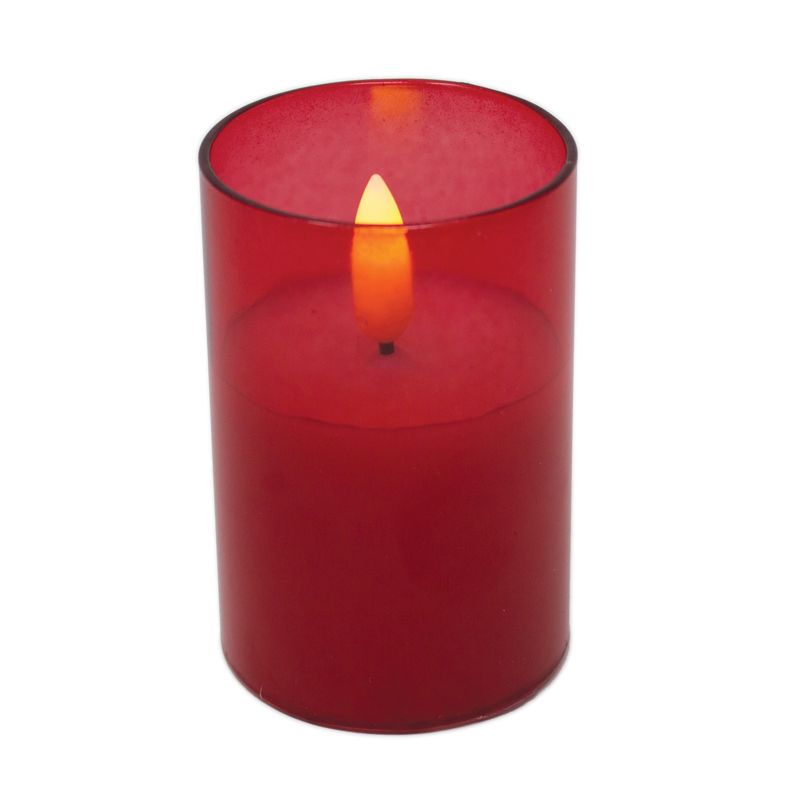 Battery Operated Red Glass Votive