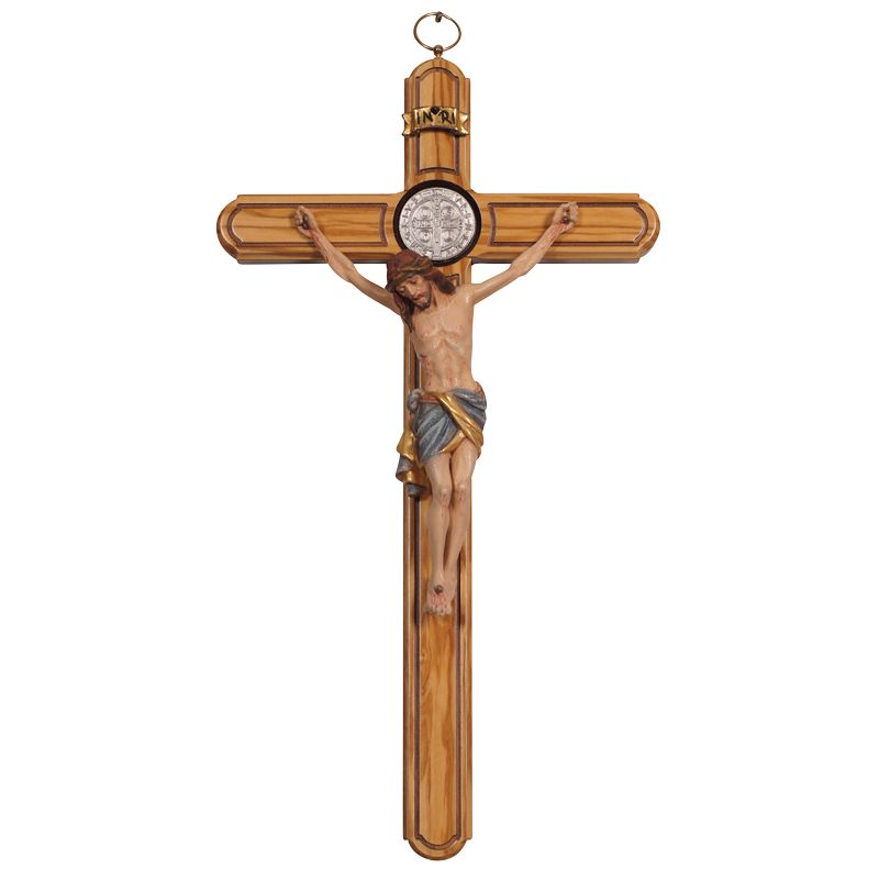St Benedict Wood Carved Crucifix