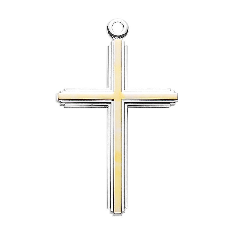 Two-Tone Sterling Silver Inlay Cross Pendant