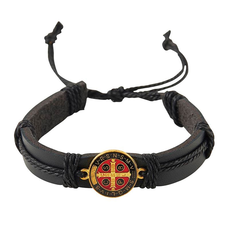 St Benedict Enamel Leather Bracelet