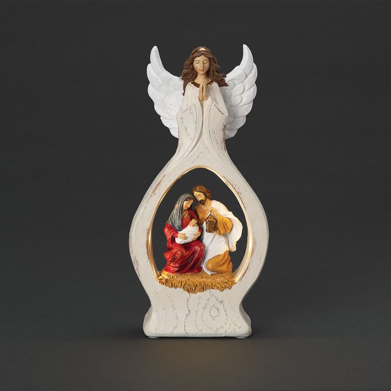 Angel Lighted Holy Family Scene