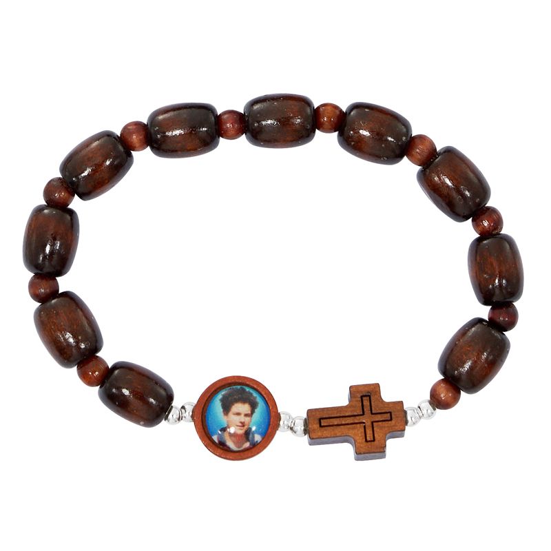 Carlos Acutis Wood Bead Bracelet