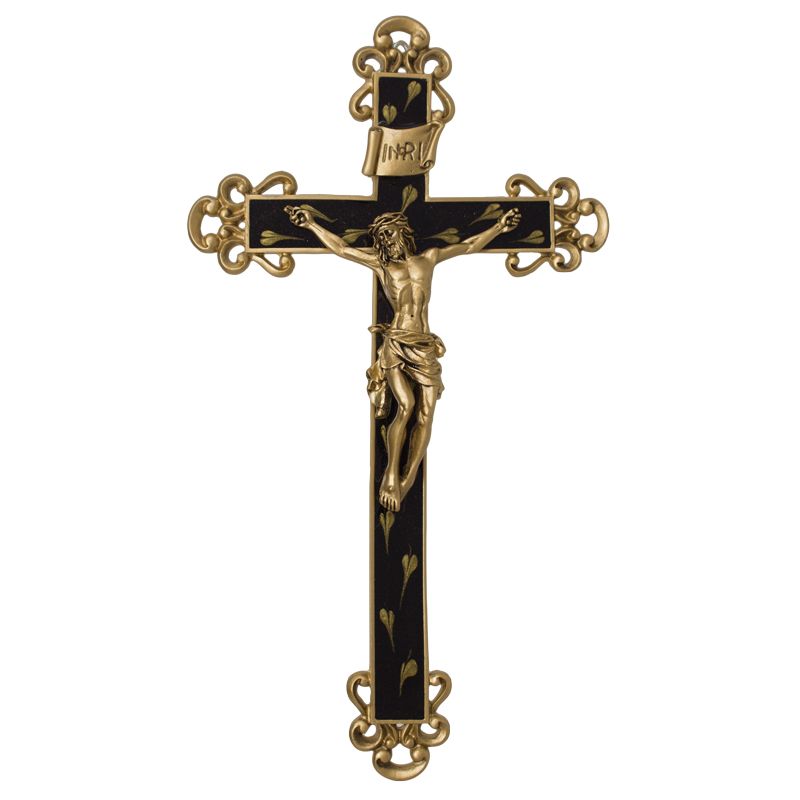 Black Floral Crucifix
