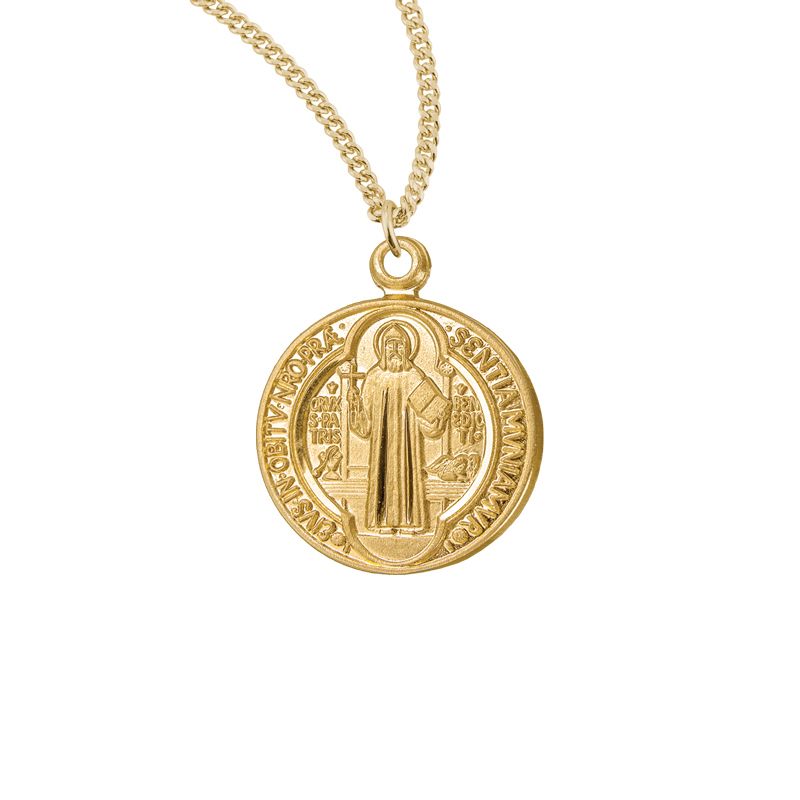 St Benedict Medal Gold Over Sterling