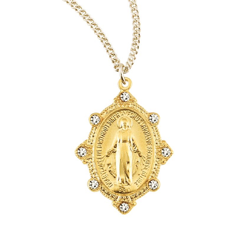 Miraculous Medal with Crystal Border
