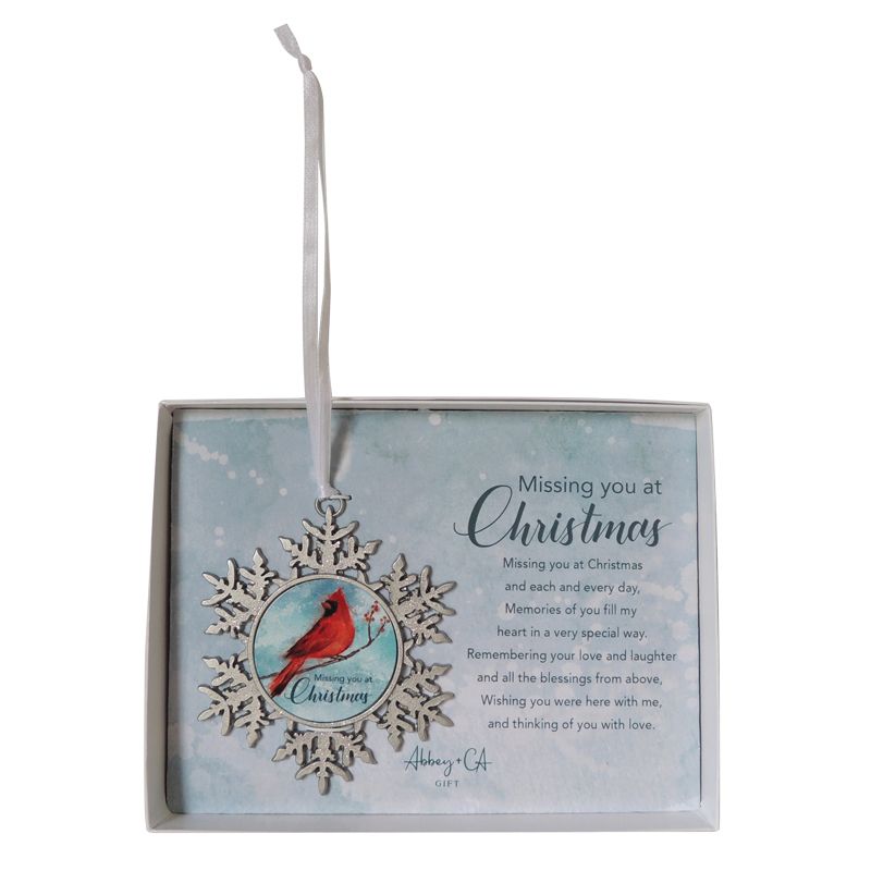 Missing You Cardinal Snowflake Ornament