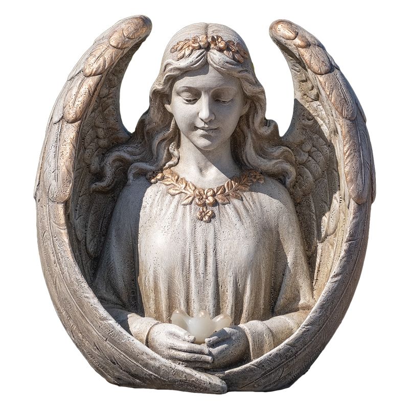 LED Angel Bust with Bird Outdoor Figure