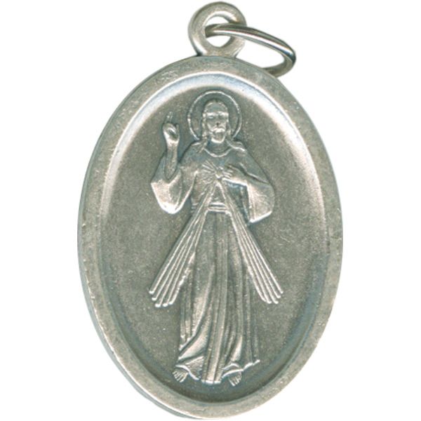 Divine Mercy Oval Oxidized Medal