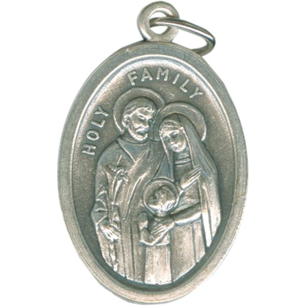 Holy Family Oval Oxidized Medal