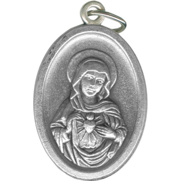 Immac Heart of Mary Oval Oxidized Medal