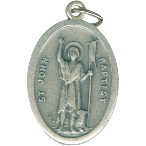 John the Baptist Oval Oxidized Medal