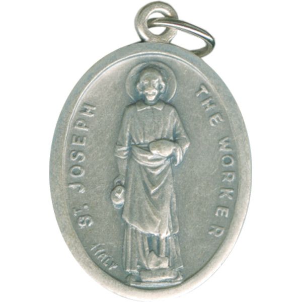 Joseph the Worker Oval Oxidized Medal