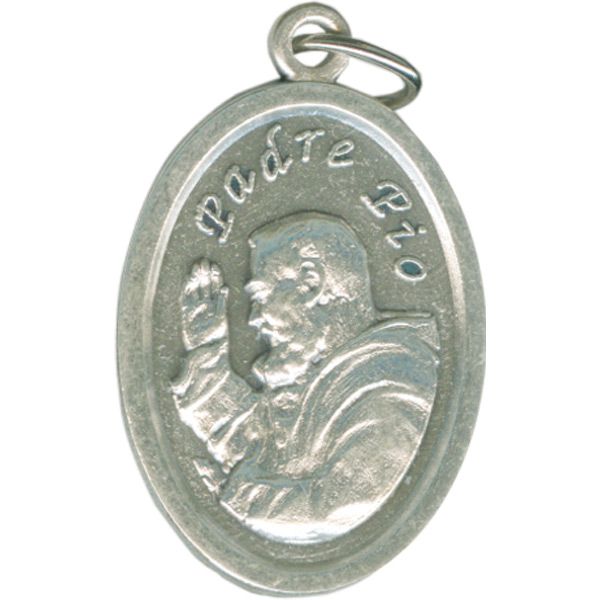 Padre Pio Oval Oxidized Medal