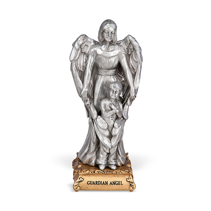 Guardian Angel Boy Pewter Patron Saint Statue