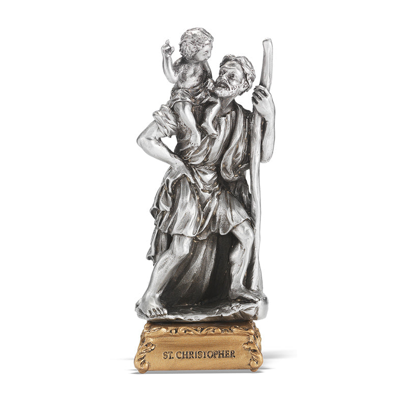 Christopher Pewter Patron Saint Statue