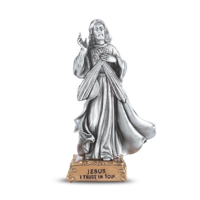 Divine Mercy Pewter Patron Saint Statue