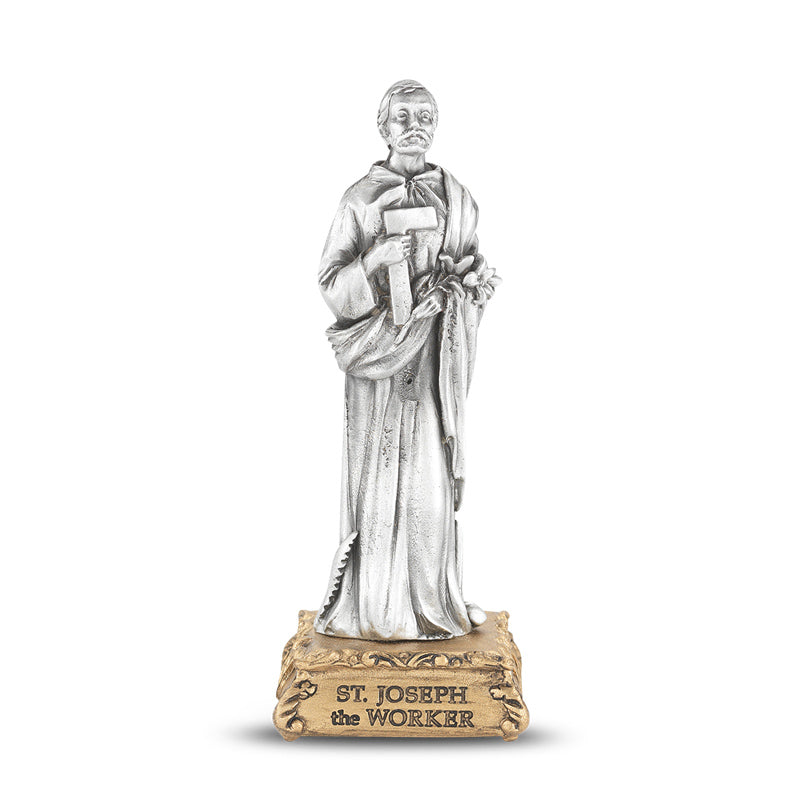 Joseph the Worker Pewter Patron Saint Statue