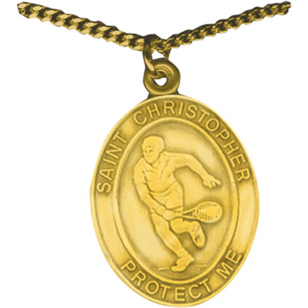 Boys Tennis St Christopher Sports Medal - Gold Filled