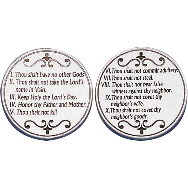 Ten Commandments Catholic Pocket Coin
