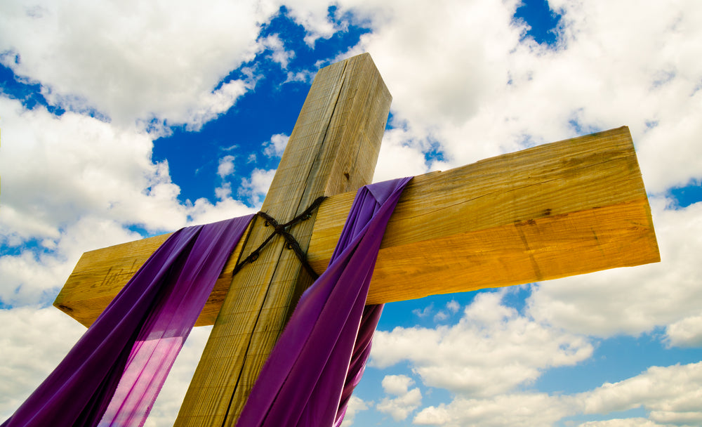 Cross with a purple cloth
