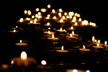 Candles lit in memory of loved one
