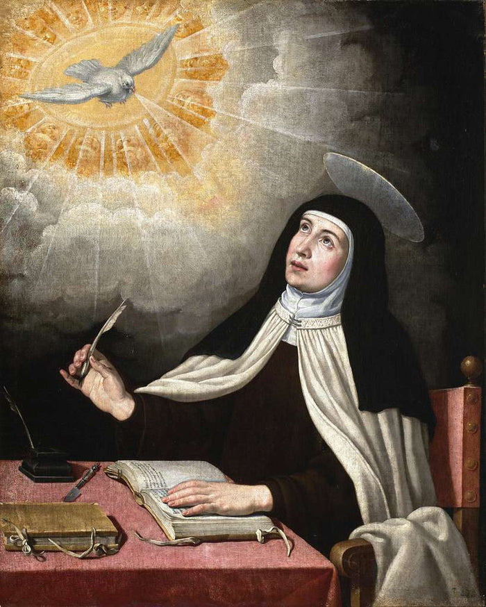 St Teresa of Avila looks up to see the holy spirit