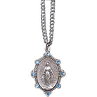 SS Miraculous Medal Blue Stones