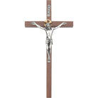 Slimlin Walnut Crucifix Silver Corpus 10 Inch