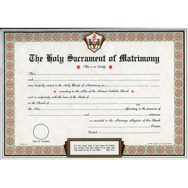 Marriage Lithograph Certificate