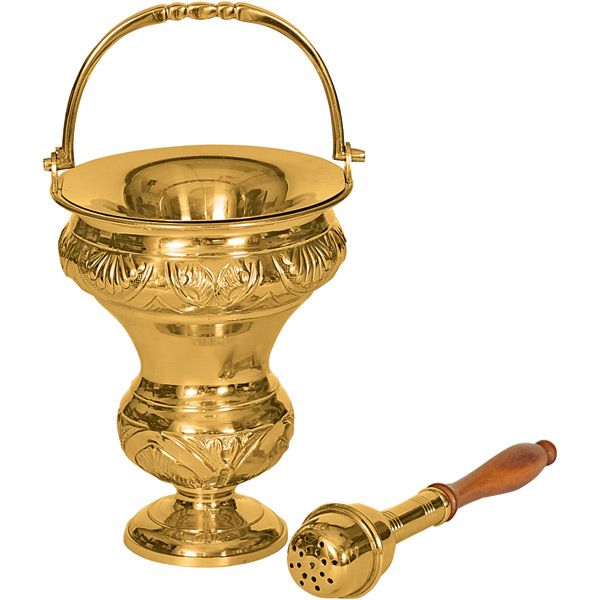 Holy Water Bucket with Sprinkler 11"