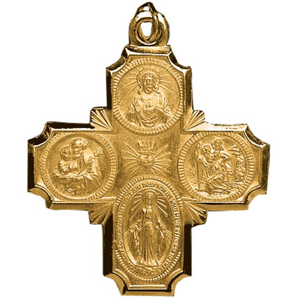 14kt gold - Four Way Medal - 1