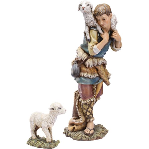 Shepherd with Sheep 27" Scale Colored Nativity Figure