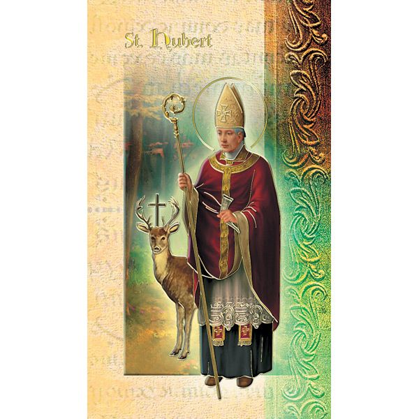 Hubert Mini Lives of the Saints Holy Card